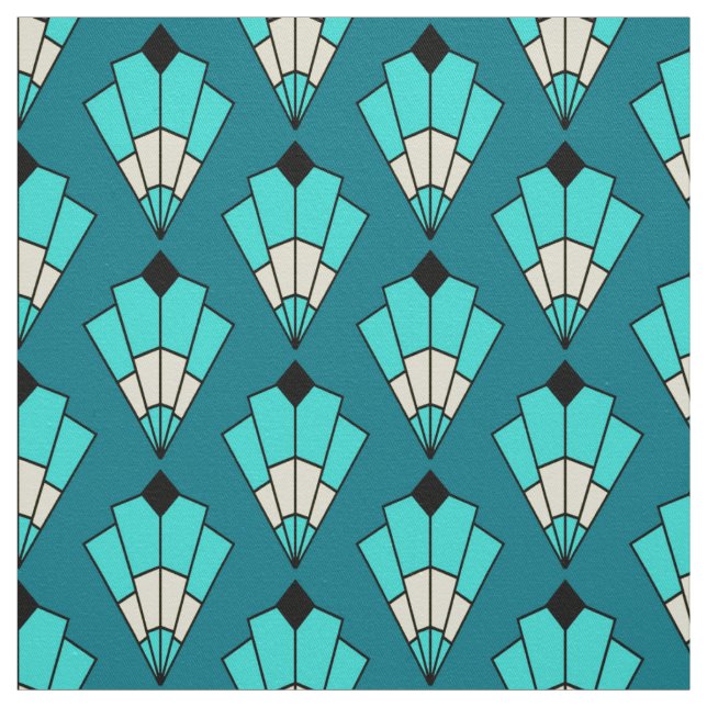 Beautiful Blue Art Deco Gemustert Stoff (Muster)