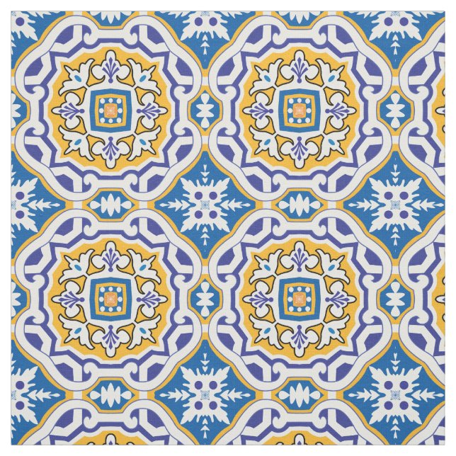 💙 Beautiful blue Azulejos 004, XXL Kachelgröße Stoff (Muster)