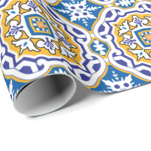 💙 Beautiful blue Azulejos IV Wrapping Paper Geschenkpapier