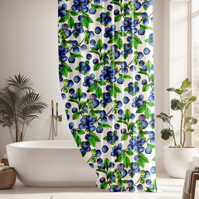 Beautiful Blue Berries Pattern Duschvorhang (Von Creator hochgeladen)