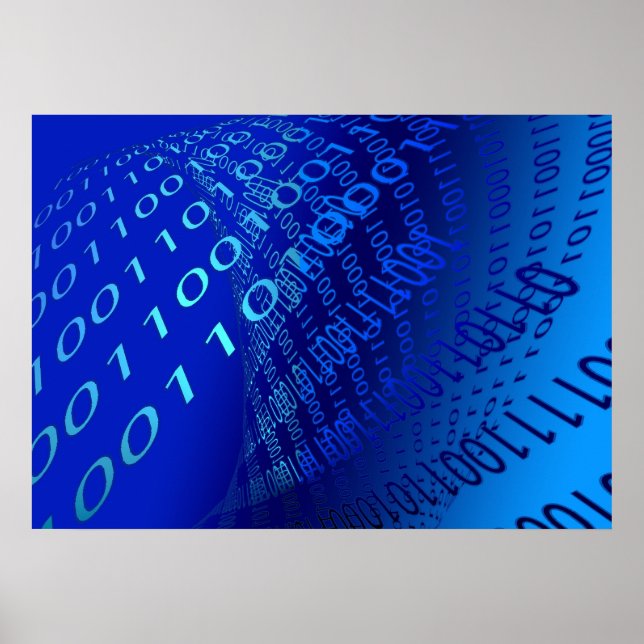 Beautiful Blue Binary Poster (Vorne)