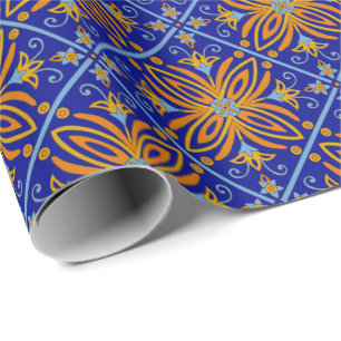 Beautiful Blue Boho Talavera Tile Geschenkpapier