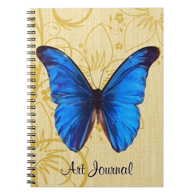 Beautiful Blue Butterfly Vintag Art Journal Notizblock (Vorderseite)