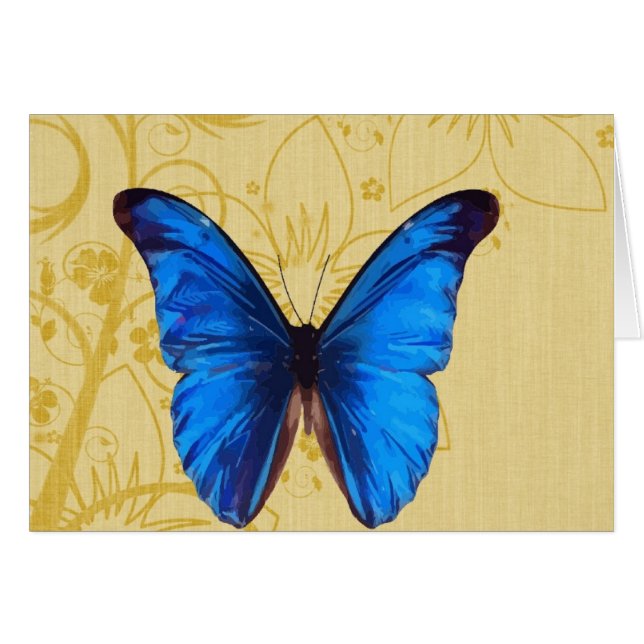 Beautiful Blue Butterfly Vintage Kunst (Vorderseite (Horizontal))