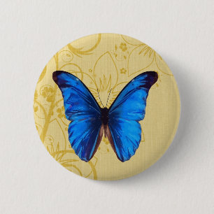 Beautiful Blue Butterfly Vintage Kunst Button