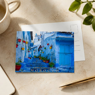 Beautiful Blue Chefchaouen marokkanische Architekt Postkarte