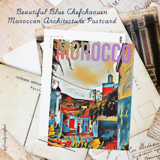 Beautiful Blue Chefchaouen marokkanische Architekt Postkarte (Von Creator hochgeladen)