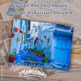 Beautiful Blue Chefchaouen marokkanische Architekt Postkarte