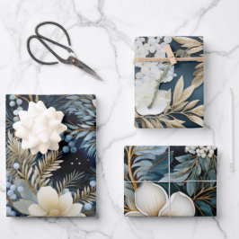 Beautiful Blue Christmas Mix Geschenkpapier Set