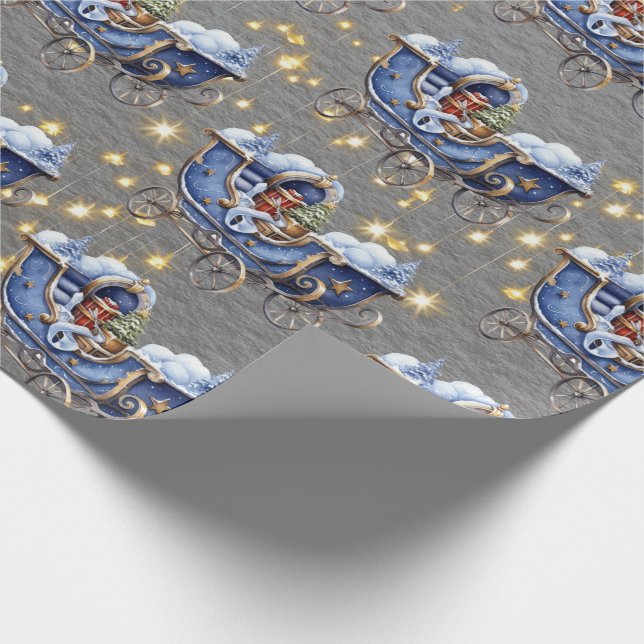Beautiful Blue Christmas Sleighs Steel Gray Geschenkpapier (Ecke)