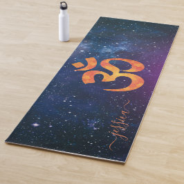 Beautiful Blue Cosmic Galaxy OM Individuelle Name Yogamatte