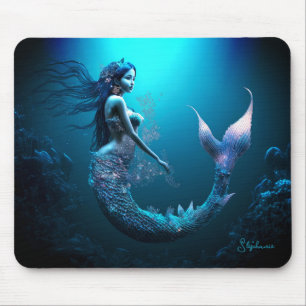 Beautiful Blue Fantasy Mermaid Mousepad
