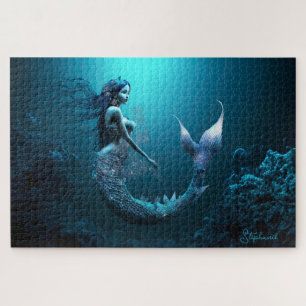 Beautiful Blue Fantasy Mermaid Puzzle