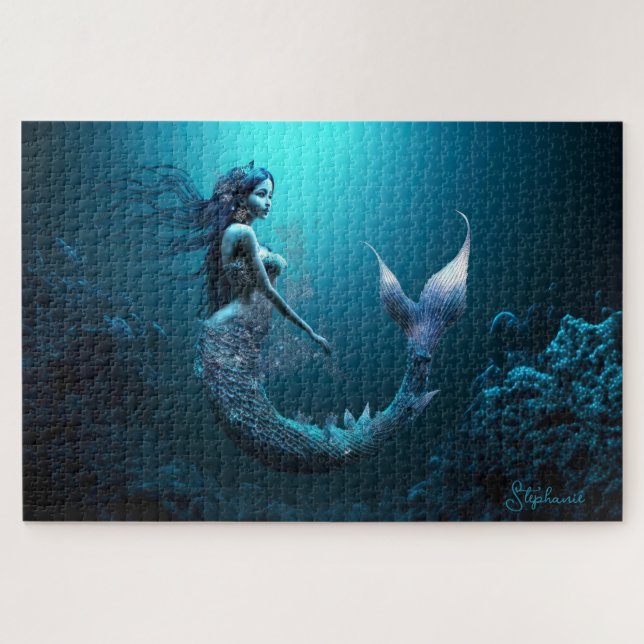 Beautiful Blue Fantasy Mermaid Puzzle (Horizontal)