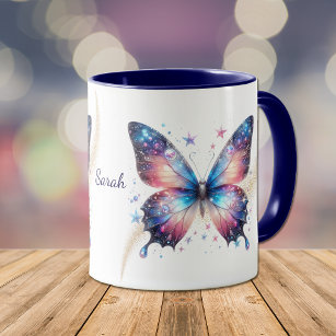 Beautiful Blue Fantasy Star Swirl Butterfly Tasse