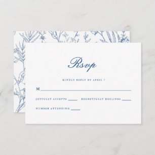 Beautiful Blue Floral Classic Wedding Rsvp