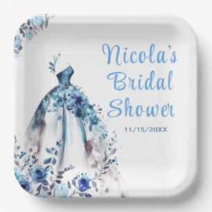 Beautiful Blue Floral Dress Brautparty Pappteller