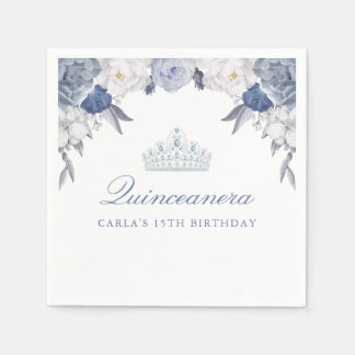 Beautiful Blue Floral Quinceanera Serviette