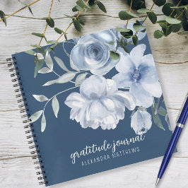 Beautiful Blue Floral Watercolor Dankbarkeit Journ Notizbuch