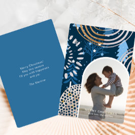 Beautiful Blue Frohe Weihnachts-Foto mit Botschaft Feiertagskarte