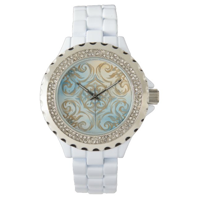 Beautiful Blue Gold Mozaik eWatch Armbanduhr (Vorderseite)