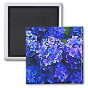Beautiful Blue Hydrangea Blume Floral Art Magnet