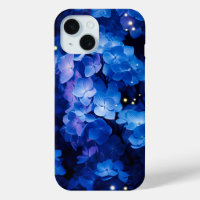 Beautiful Blue Hydrangea Blume in Night