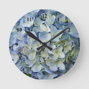 Beautiful Blue Hydrangea Flowers Photo Runde Wanduhr