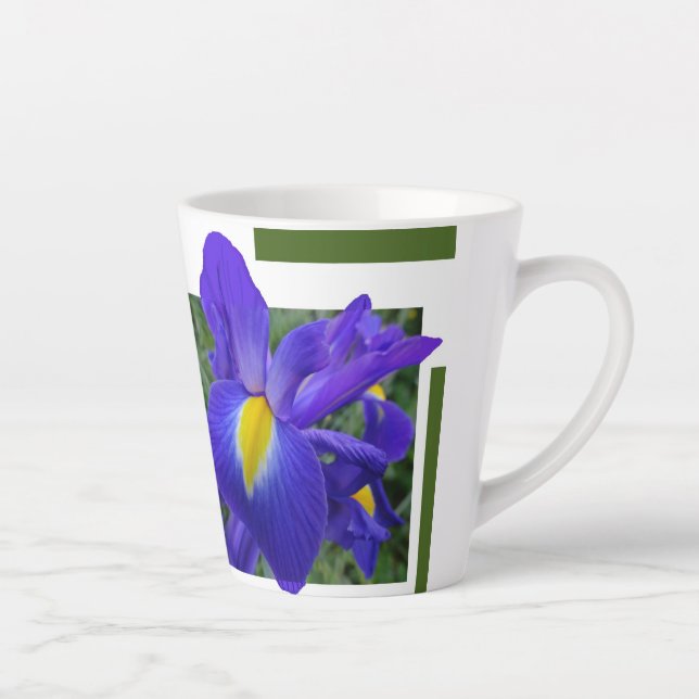 Beautiful Blue Iris Design Latte Tasse (Rechts)