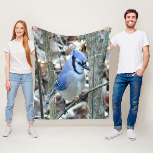 Beautiful Blue Jay Fleecedecke