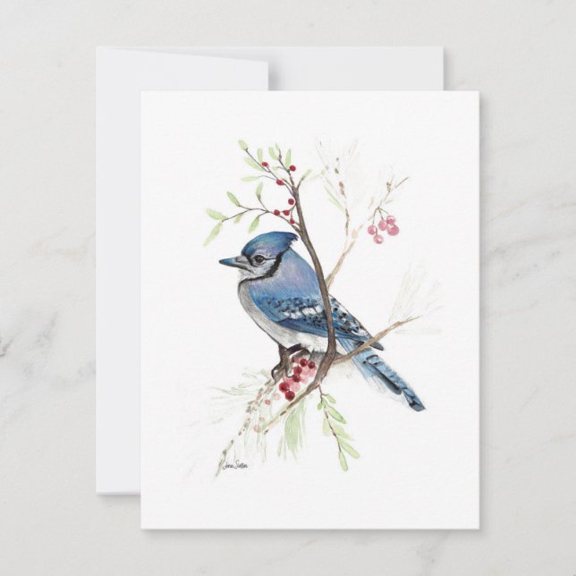 Beautiful Blue Jay Watercolor Note Card (Vorderseite)