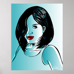 Beautiful Blue Lady Poster