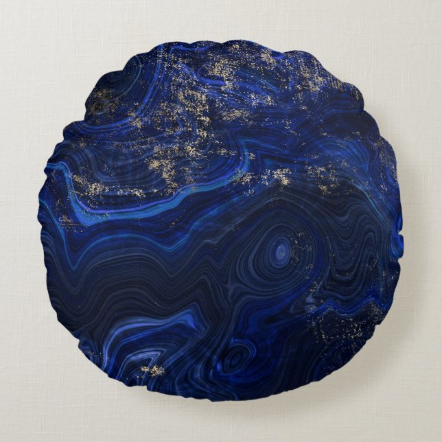 Beautiful blue lapis lazuli geode inspiriert  rundes kissen (Vorderseite)