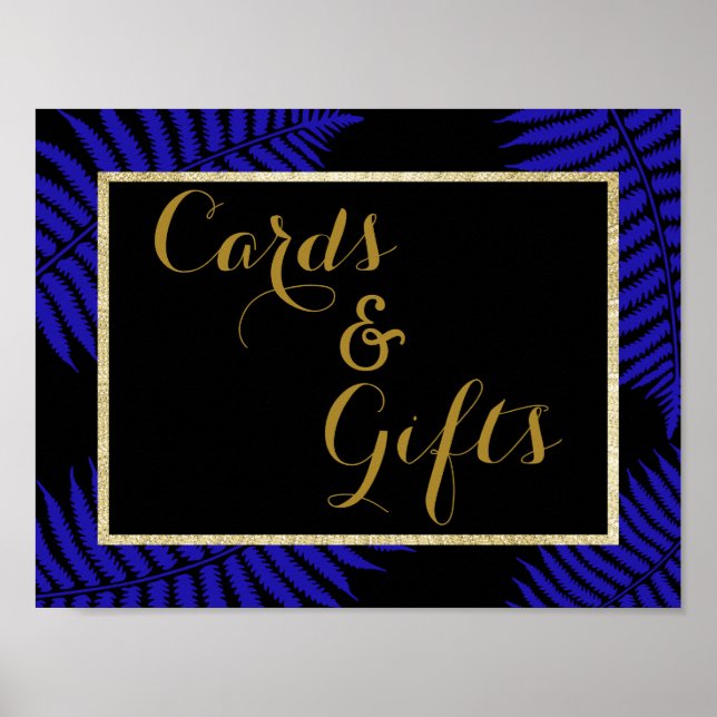 Beautiful Blue Leaf Bracken Wedding Poster (Vorne)