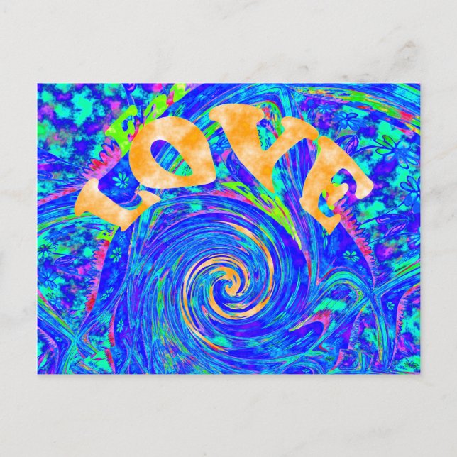 Beautiful Blue Liebe Print Flash Vektor Kunst Postkarte (Vorderseite)