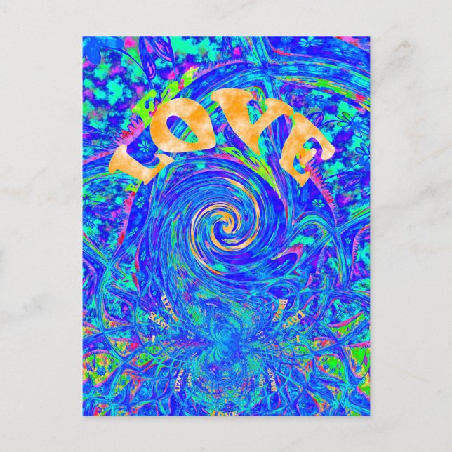 Beautiful Blue Liebe Print Flash Vektor Kunst Postkarte (Vorderseite)