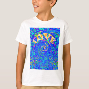 Beautiful Blue Liebe Print Flash Vektor Kunst T-Shirt