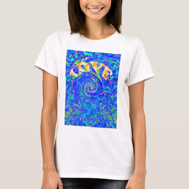 Beautiful Blue Liebe Print Flash Vektor Kunst T-Shirt (Vorderseite)