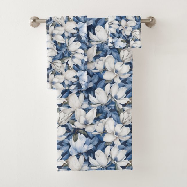 Beautiful Blue Magnolia Badhandtuch Set (Insitu)