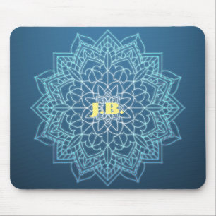 Beautiful Blue Mandala mit Monogram Mousepad