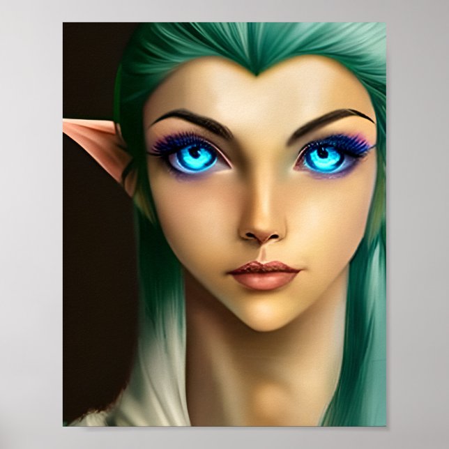 Beautiful Blue Mit Augen Fairy Poster (Vorne)