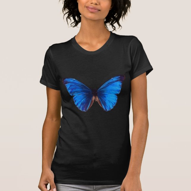 Beautiful Blue Monrach Schmetterling Vintage Kunst T-Shirt (Vorderseite)