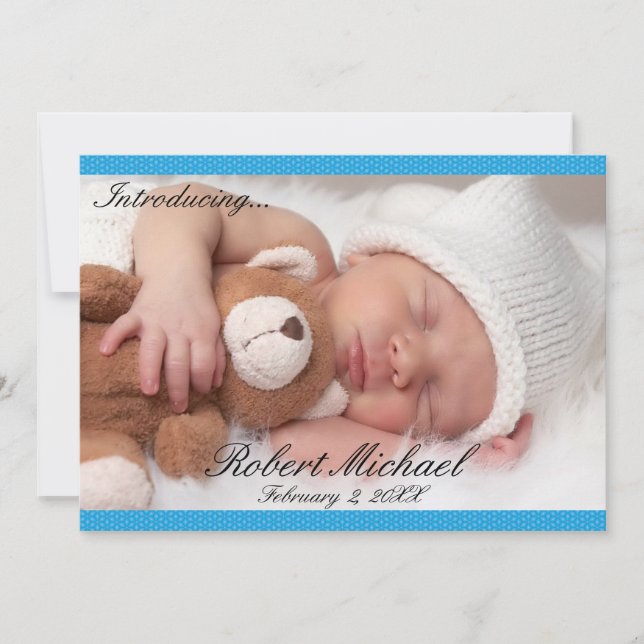 Beautiful Blue Newborn Boy Ankündigung (Vorderseite)