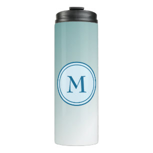Beautiful Blue Ombre Monogram Thermosbecher