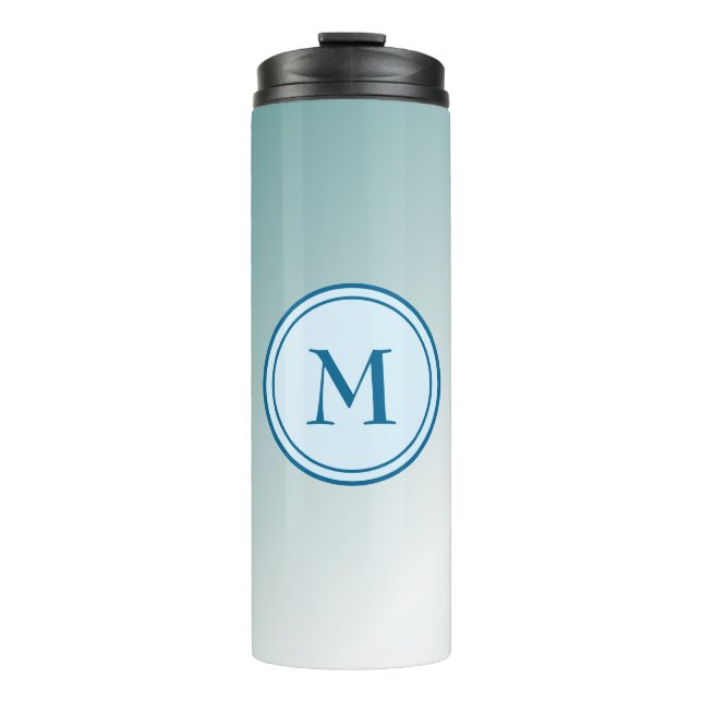 Beautiful Blue Ombre Monogram Thermosbecher (Vorderseite)