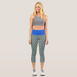 Beautiful Blue Peacock Feathers Capri Leggings
