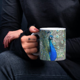 Beautiful Blue Peacock Plumage Foto Kaffeetasse