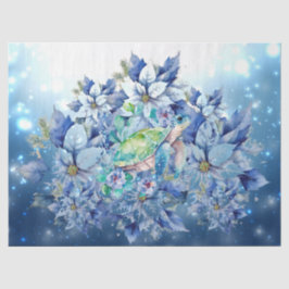 Beautiful Blue Poinsettias & Sea Turtle Decoupage Seidenpapier