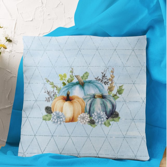 Beautiful Blue Pumpkin Patch Glitzer Herbst Kissen (Von Creator hochgeladen)