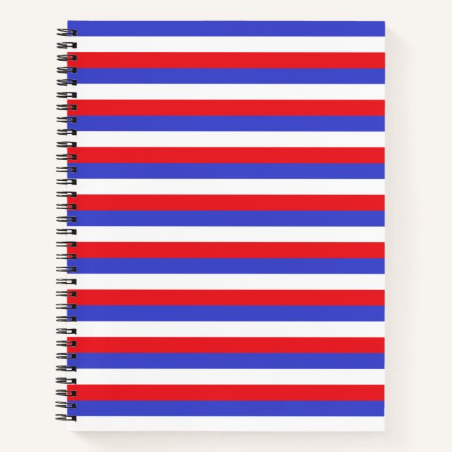 Beautiful Blue Red White Stripes Notizbuch (Vorderseite)